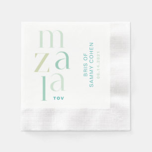 Mazal Tov-Grattisar Modern Grönt Hebreiska Pappersservett