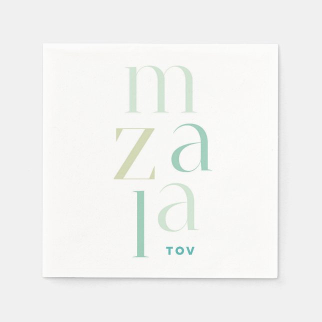 Mazal Tov Grönt Hebrew-Grattisar Pappersservett (Framsidan)