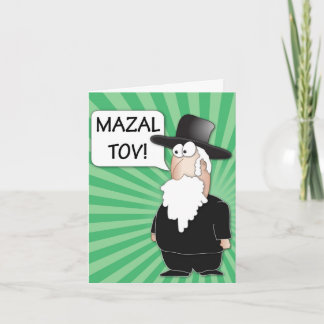 Mazal Tov hälsningkort - judisk rabbintecknad Kort