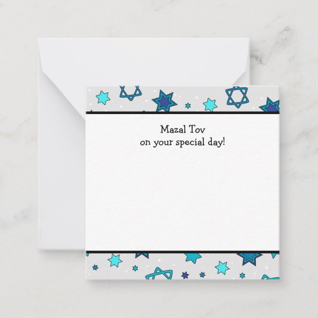 Mazal Tov på din Speciella dag - Flata antecknings Anteckningskort (Framsida)