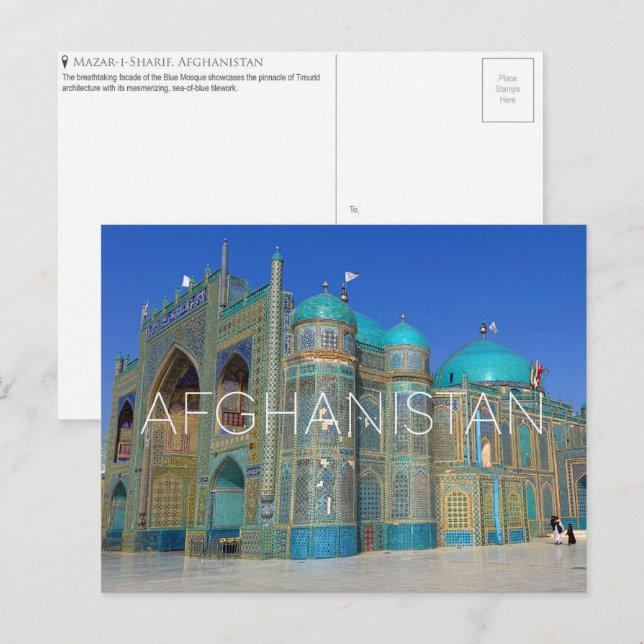 Mazar-i-Sharif, Afghanistan Reseskickkort Vykort (Fram/baksida)