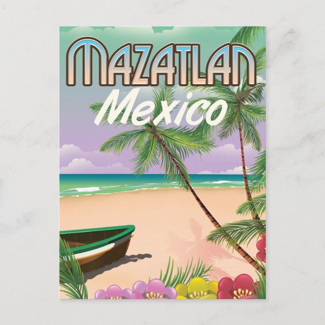 Mazatlan Beach Mexiko strand reseposter Vykort (Framsida)