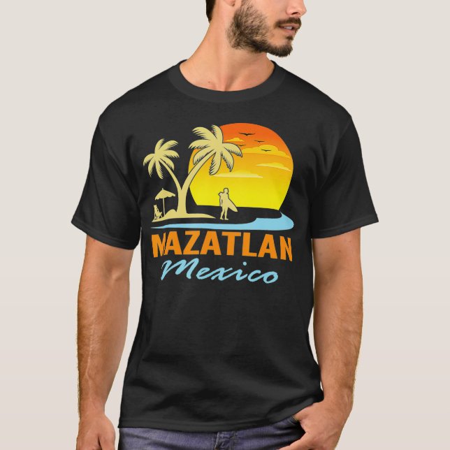 Mazatlan Mexico Beach Sunset Handflatan Träd Ocean T Shirt (Framsida)