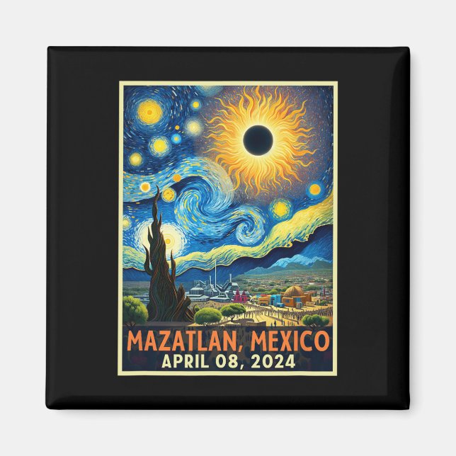 Mazatlan Mexico Total Solar Eclipse 2024 Starry Ni Magnet (Framsidan)