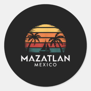 Mazatlan Mexiko Retro Solnedgång Segelbåt Semester Runt Klistermärke