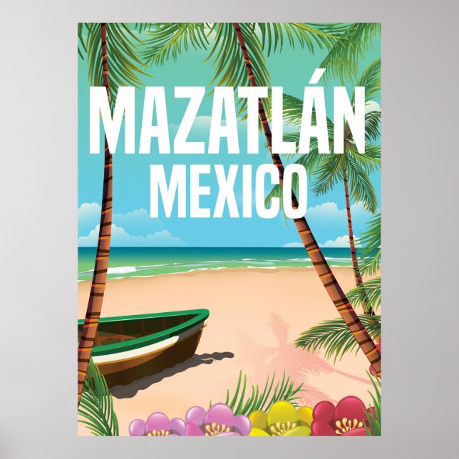 Mazatlán Mexiko Vintage strand resemotiv affisch (Framsidan)