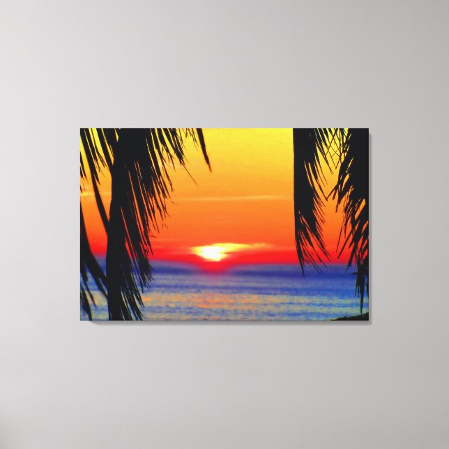Mazatlan Sunset Watercolor Canvastryck (Framsida)