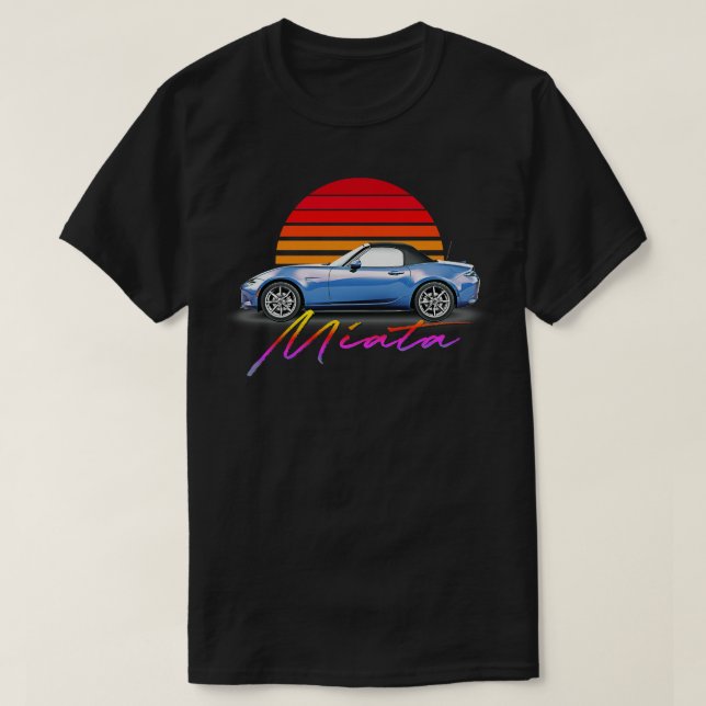 Mazda Miata Blue Retro Stil Sunset Design 1 T Shirt (Design framsida)