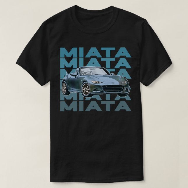 Mazda Miata Blue Retro Stil Sunset Design T Shirt (Design framsida)