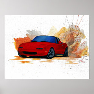 Mazda Miata Drift Painting Poster