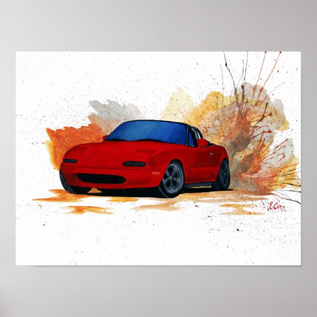 Mazda Miata Drift Painting Poster (Framsidan)
