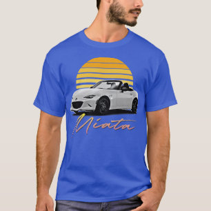 Mazda Miata White Retro Stil Sunset Design T Shirt