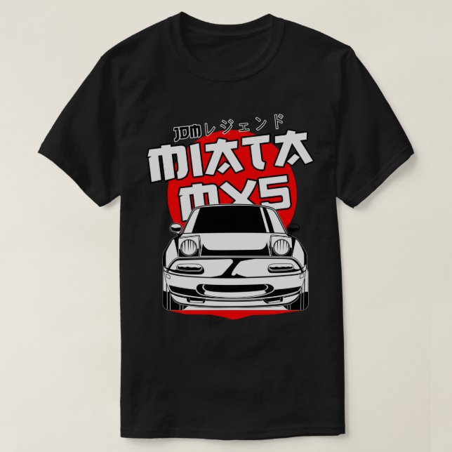 Mazda mx5 miata red måne (vitskrift) t shirt (Design framsida)