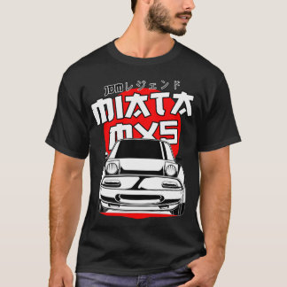 Mazda mx5 miata red måne (vitskrift) t shirt