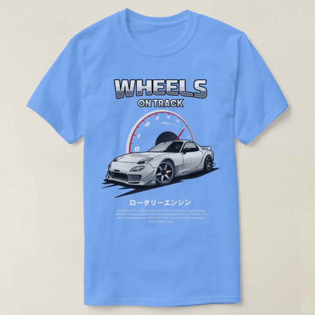 Mazda RX7 Hjul på spår T Shirt (Design framsida)