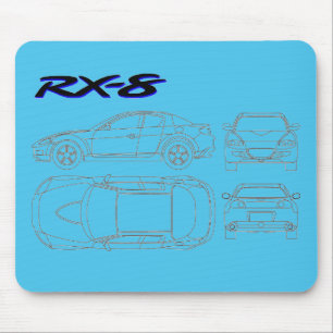 Mazda rx8 rx-8 ritningtryck musmatta