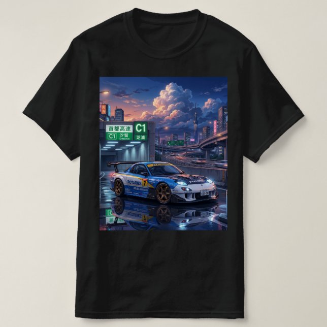 Mazda RX-7 FD touringbil T Shirt (Design framsida)