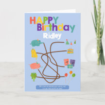 Maze Activity Child Birthday Card - Animal Trace