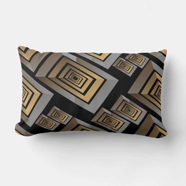 Maze-designfyllning för dekorativ Silver Lumbarkudde (Framsida)