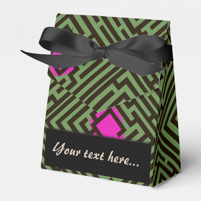 Maze Mönster med Rosa Dots Anpassningsbar Text Presentaskar (Framsidan Sidan)