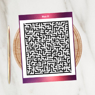 Maze Puzzle 22 Red Aktivitetskort Vykort