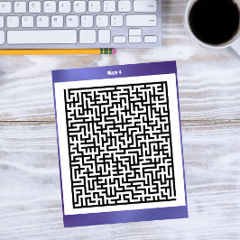 Maze Puzzle Fyra Lilor | Aktivitetskort Vykort