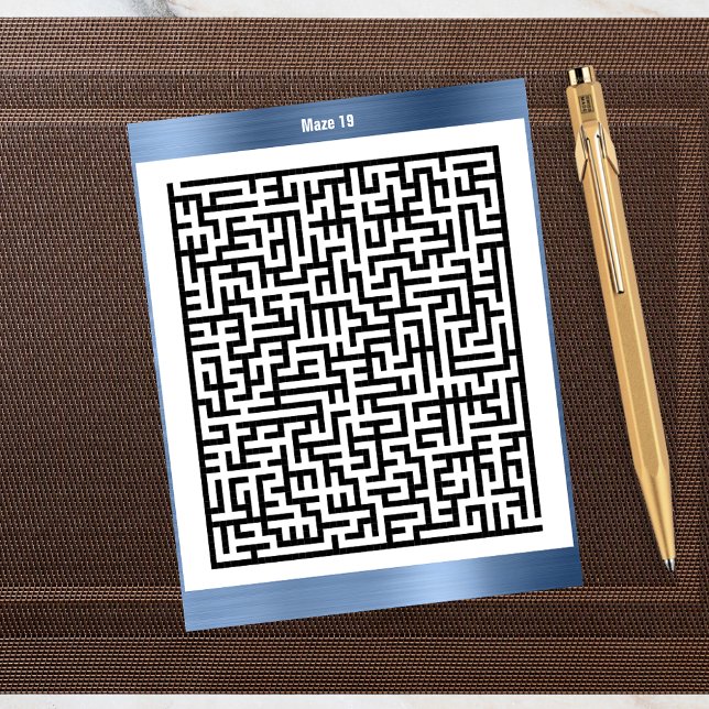 Maze Puzzle Nineteen Blue | Aktivitetskort Vykort (Skapare uppladdad)