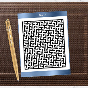 Maze Puzzle Seventeen Blue Aktivitetskort Vykort