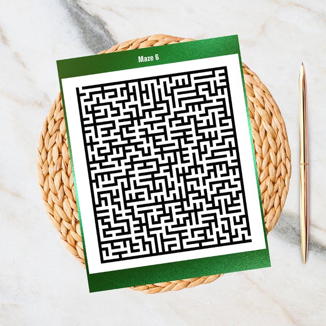Maze Puzzle sex Gröntar | Aktivitetskort Vykort (Skapare uppladdad)