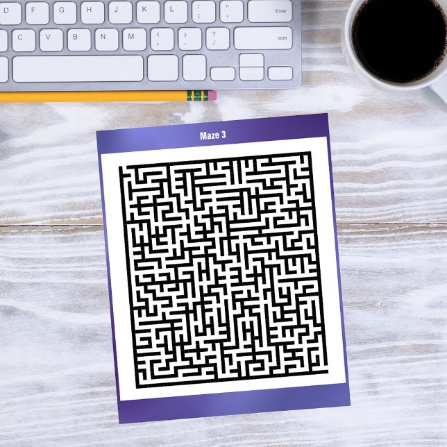 Maze Puzzle Tre Lila | Aktivitetskort Vykort (Skapare uppladdad)