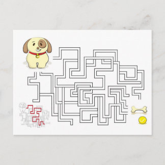 Maze-spel hund och boll vykort