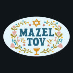 MAZEL TOV BAR BAT MITZVAH Judisk Anpassningsbar  Ovalt Klistermärke<br><div class="desc">Handritad text av mig för dig. Bra för en bar eller bat mitzvah eller judisk bröllop eller annan händelse. För fler mönster och färger,  kolla min butik! Eller låt mig veta om du vill ha något anpassat. Fråga om du inte hittar vad du behöver! :)</div>