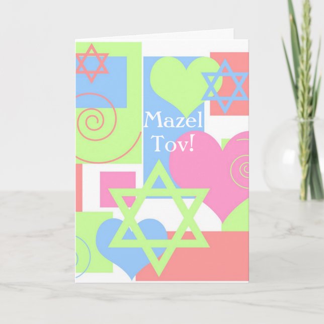 Mazel Tov!-Bat mitzvah färgstark Roligt Kort (Framsida)