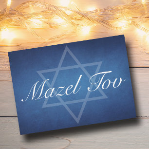 Mazel Tov Blue Star of David Pub Mitzvah Card