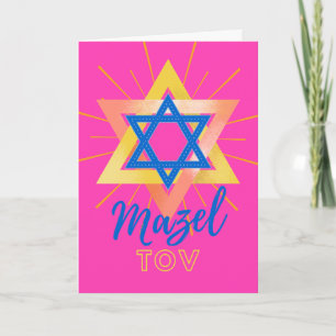 Mazel Tov Bold Colorful Star of David Kort