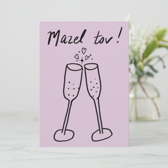 Mazel Tov Bröllop Champagne Cheers Sketch Doodle (Stående Fram)