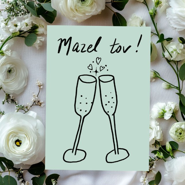 Mazel Tov Bröllop Champagne Cheers Sketch Doodle (Mazel Tov Wedding Champagne Cheers Sketch Doodle Card
)