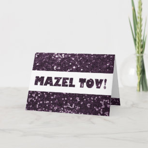 Mazel Tov för plommonlilaglitter grattis Kort
