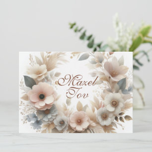 Mazel Tov Grattis-kort, Beige Whimsical Inbjudningar