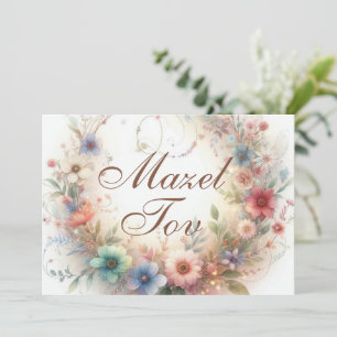 Mazel Tov Grattis-kort, Blommig Krans, Inbjudningar