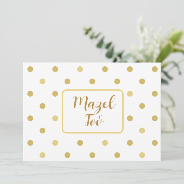 Mazel Tov Grattis Kort, Guld Vita Prickar Inbjudningar (Stående Fram)