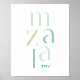 Mazel Tov-Grattisar Modern Grönt Hebreiska Poster