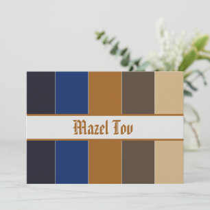 Mazel Tov Grattulationskort, Blå Brun Beige Inbjudningar