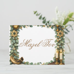 Mazel Tov Grattulationskort, Grönt Guld Botanic Inbjudningar