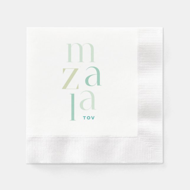 Mazel Tov Grönt Hebrew-Grattisar Pappersservett (Framsidan)