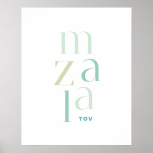 Mazel Tov Grönt Hebrew-Grattisar Poster