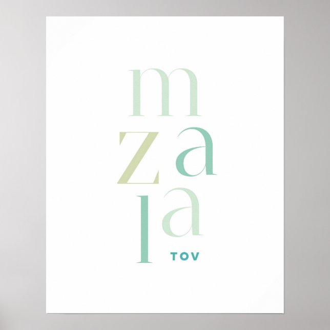 Mazel Tov Grönt Hebrew-Grattisar Poster (Framsidan)
