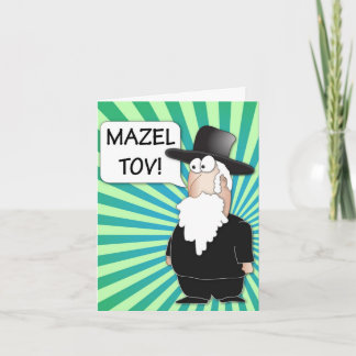 Mazel Tov hälsningkort - judisk rabbintecknad Kort
