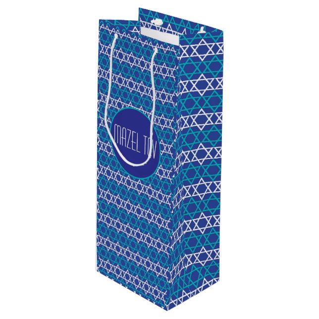 "Mazel Tov!" Judiska stjärnan Mönster Gift Bag (Framsidan Vinklad)