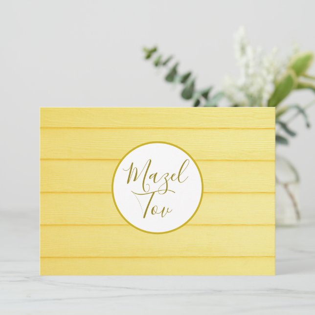 Mazel Tov-kort, Elegant Modern, Guldträ  Inbjudningar (Stående Fram)